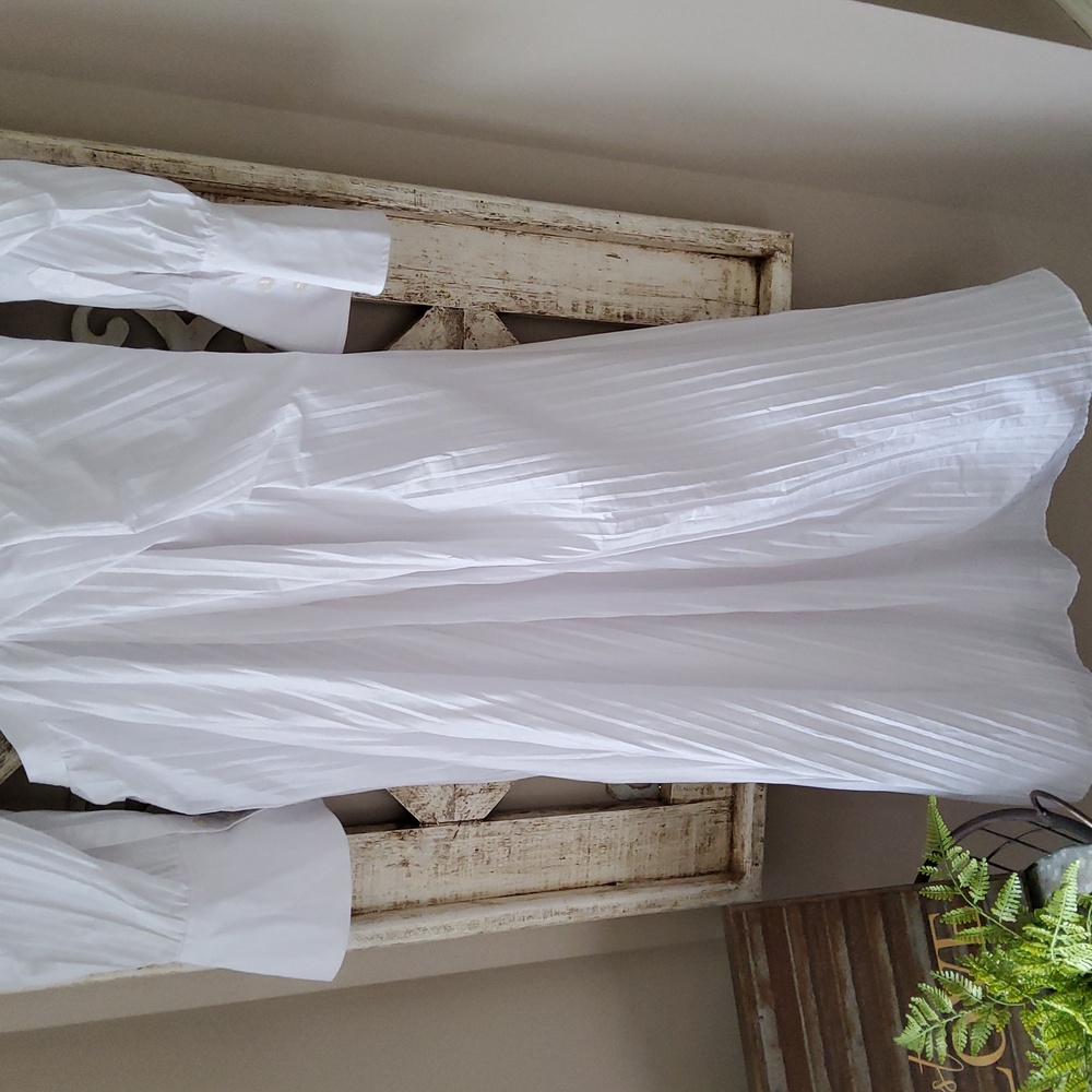 New Jonathan Simkhai Fraya Long Sleeve Cotton Blend Maxi Shirtdress - Picture 11 of 11
